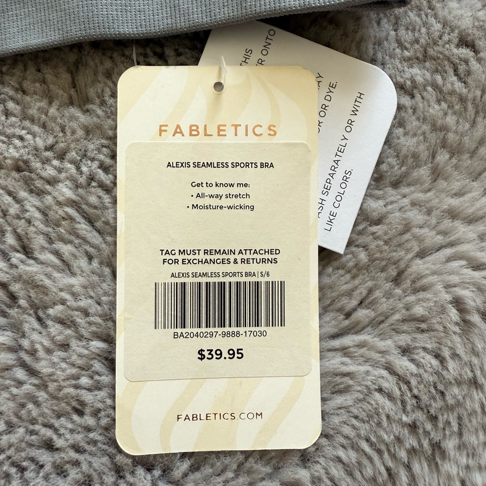 Fabletics Light Gray Ribbed Sports Bra - Picture 2 of 6